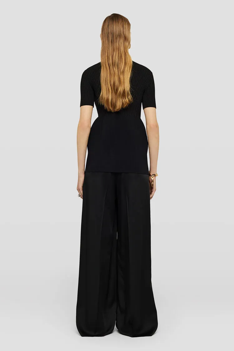 Short-Sleeve Ribbed-Knit T-Shirt