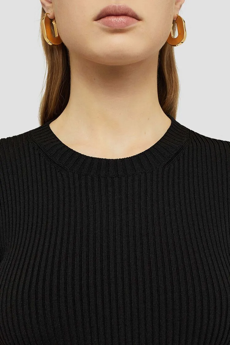Short-Sleeve Ribbed-Knit T-Shirt
