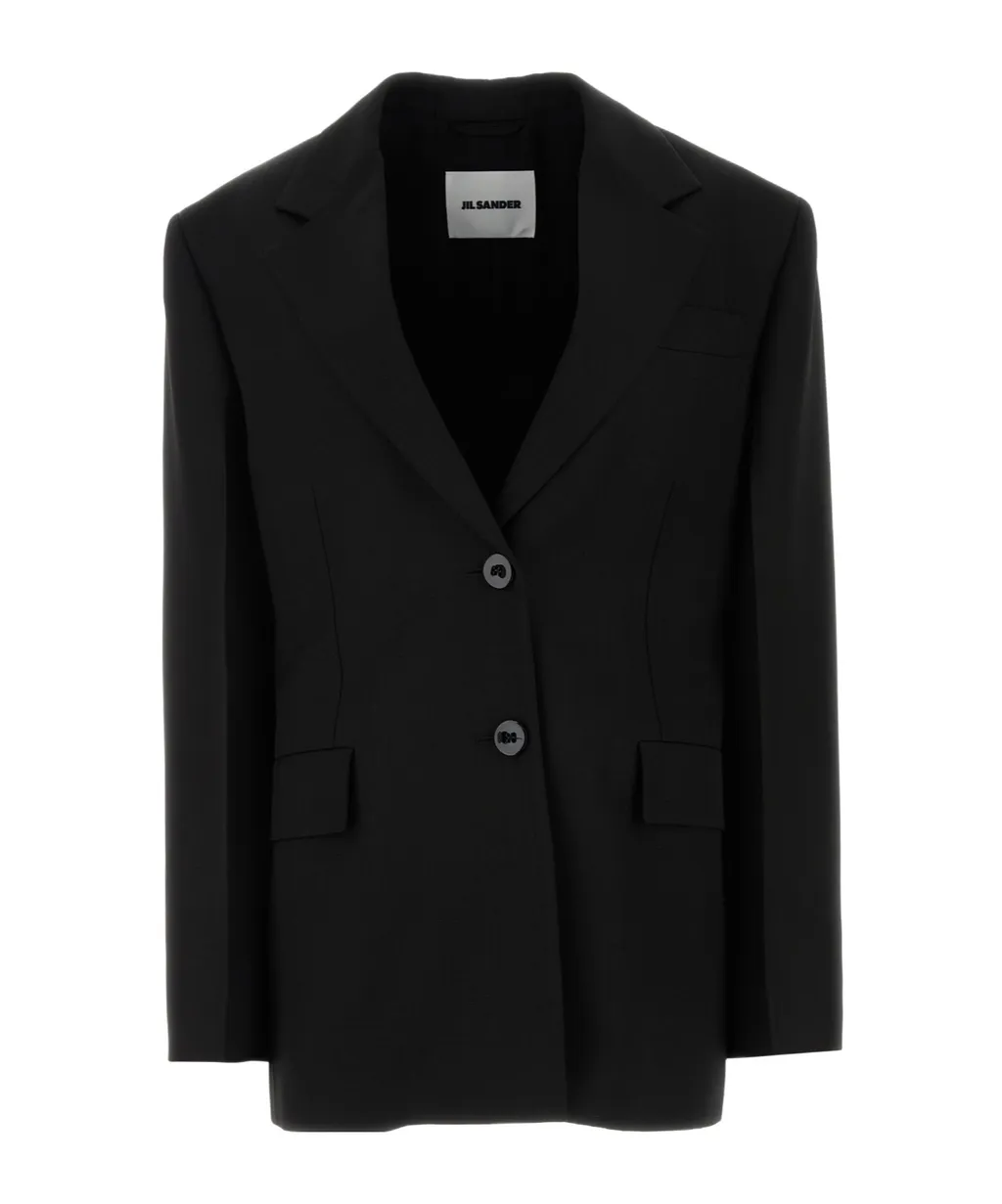 Single-Breasted Crepe Tailored Blazer