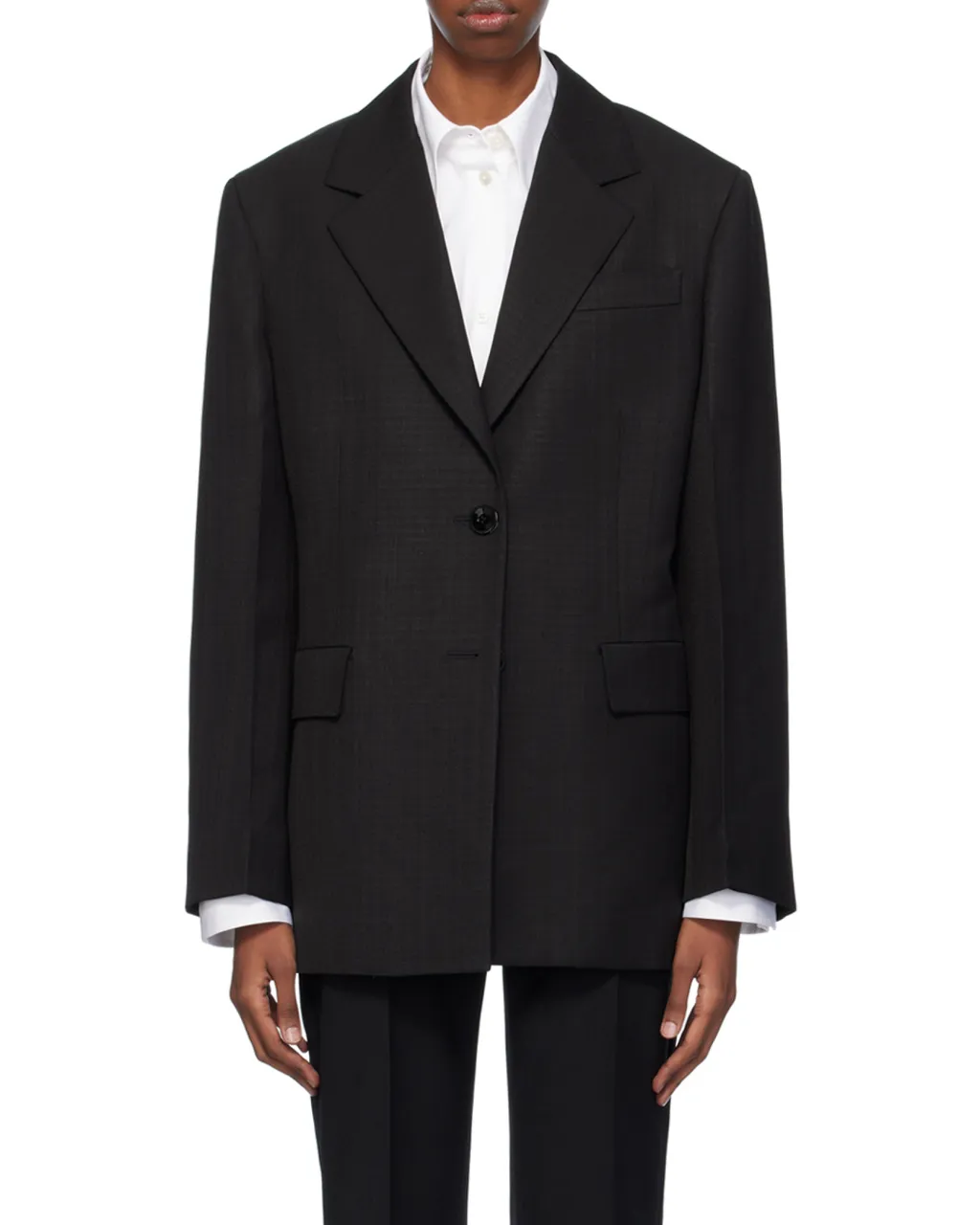 Single-Breasted Crepe Tailored Blazer