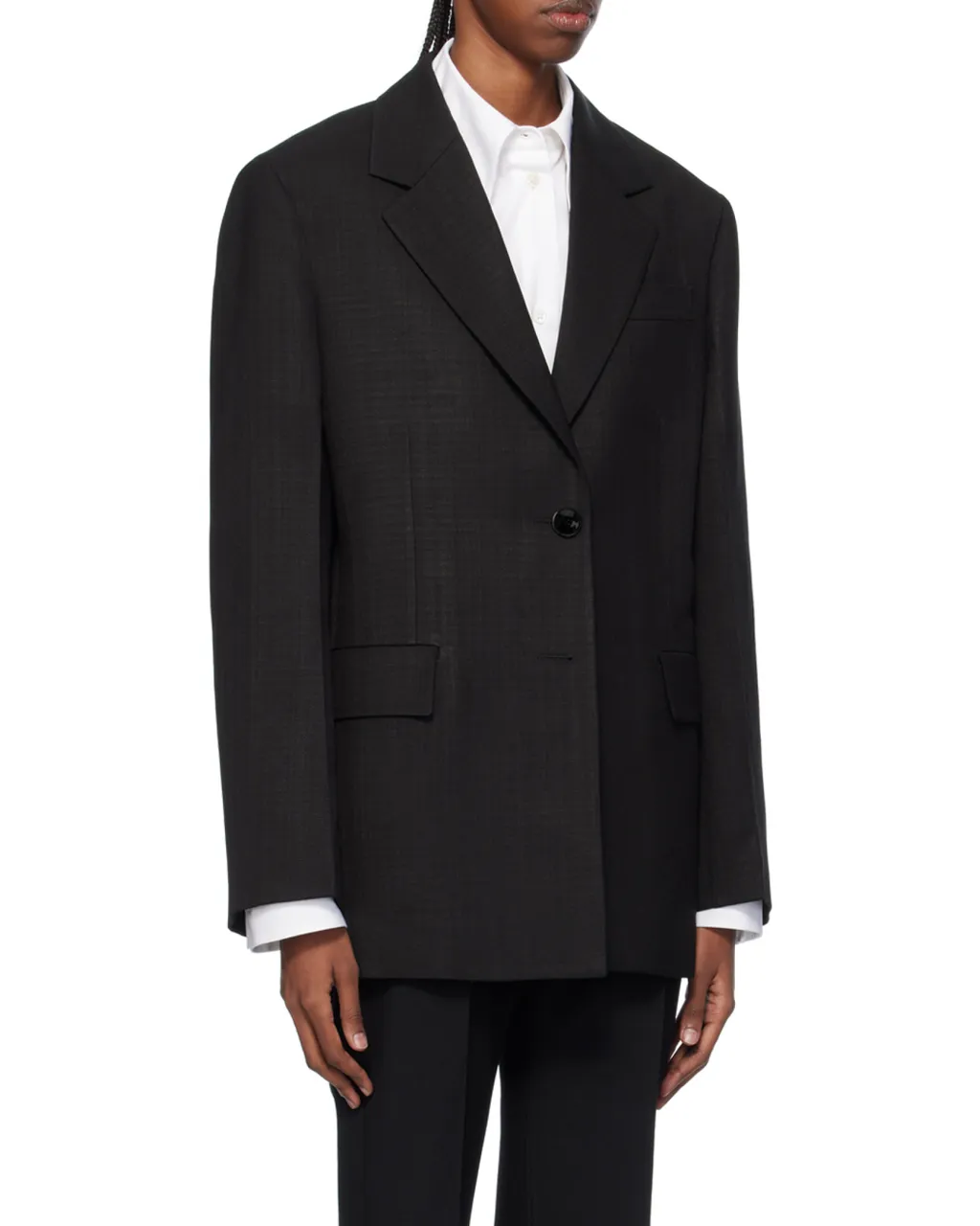 Single-Breasted Crepe Tailored Blazer
