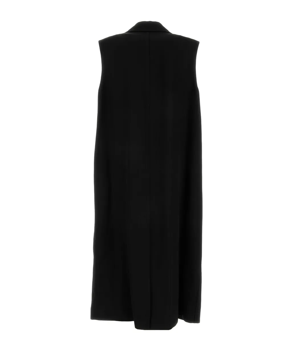 Button-Fastened Tailored Crepe Sleeveless Vest