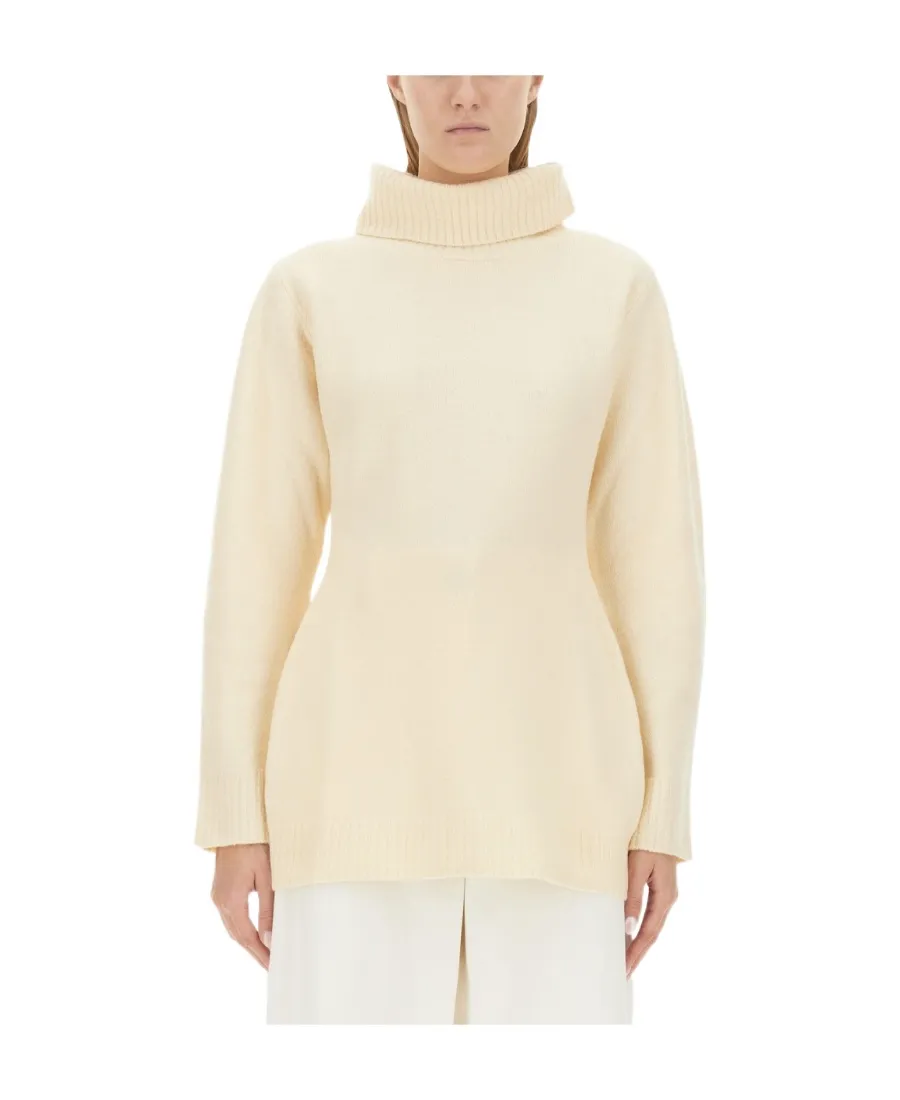 Back Cut-Out Turtleneck Knit Sweater