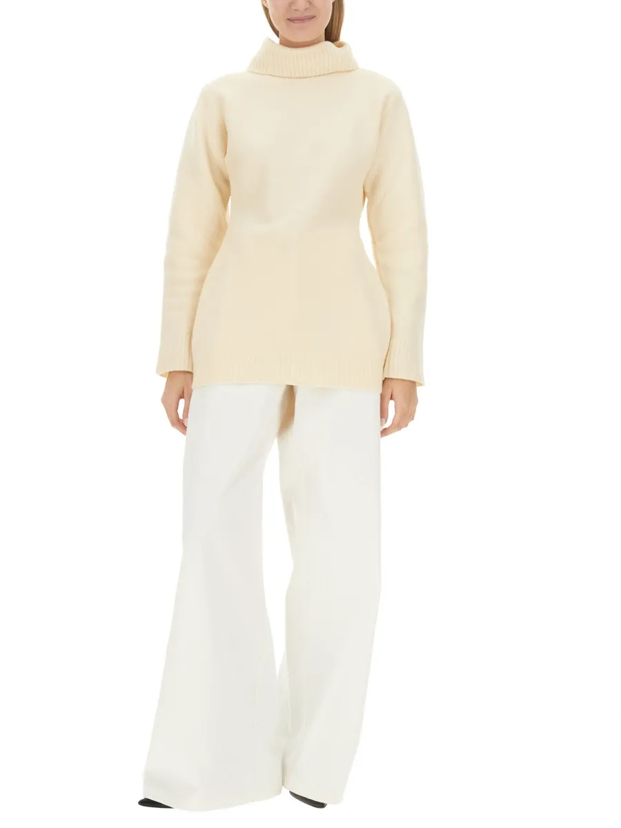 Back Cut-Out Turtleneck Knit Sweater