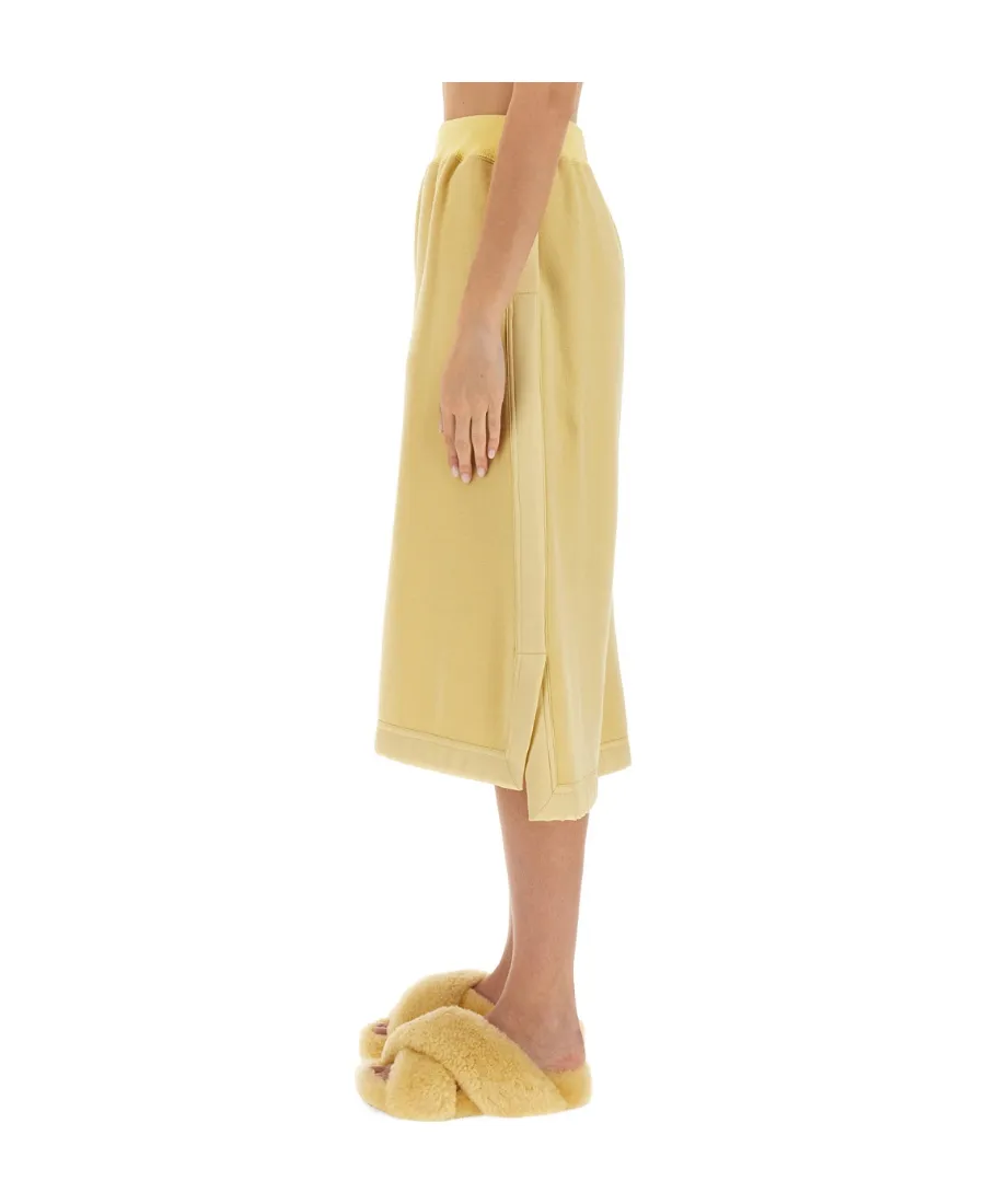 Elastic-Waist Flared Midi Skirt