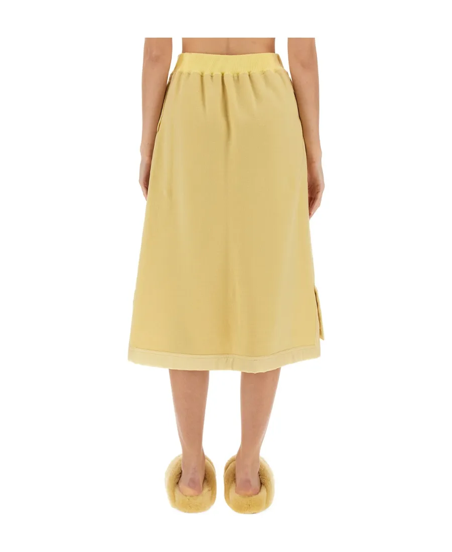 Elastic-Waist Flared Midi Skirt