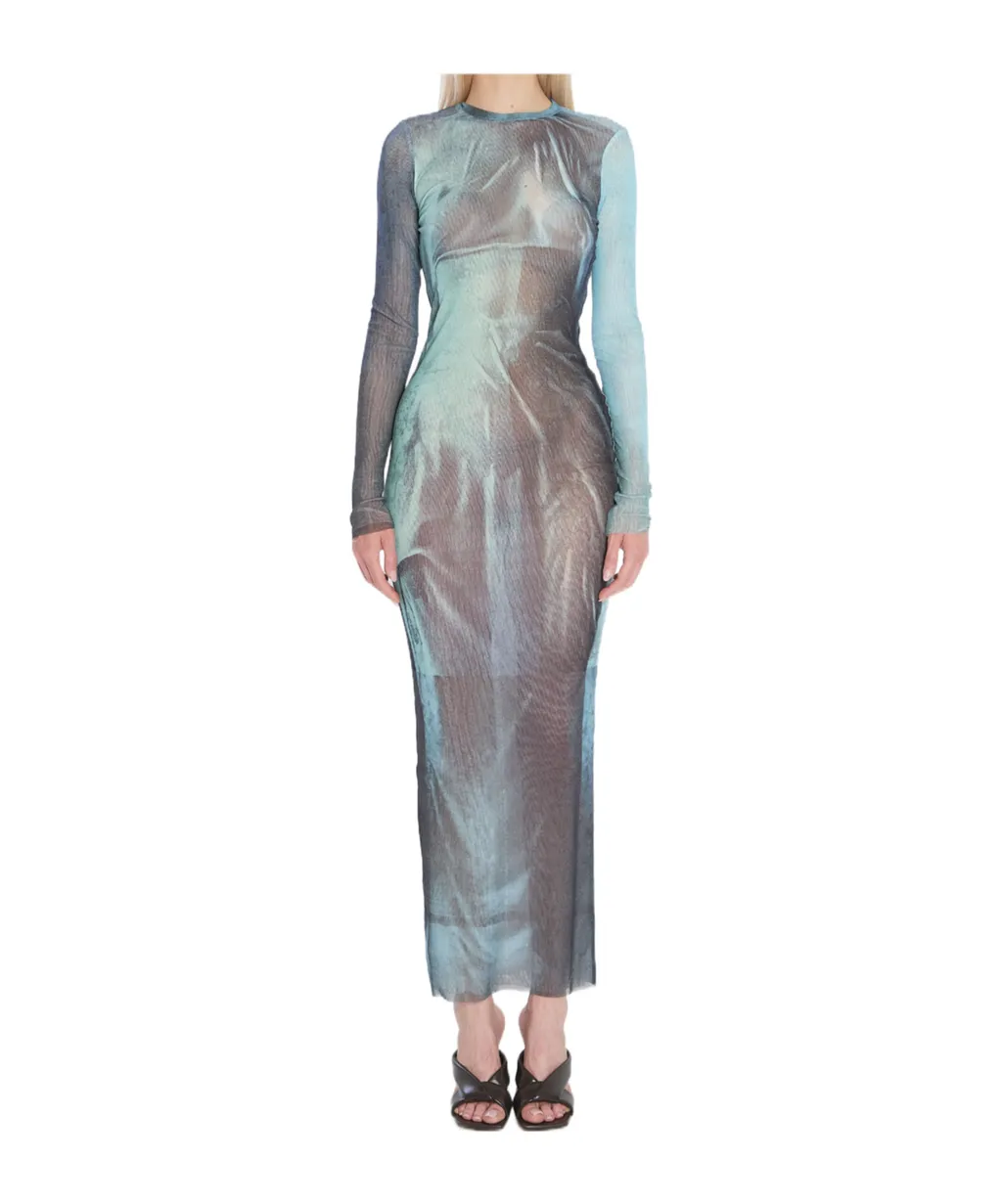 Water-Print Maxi Dress