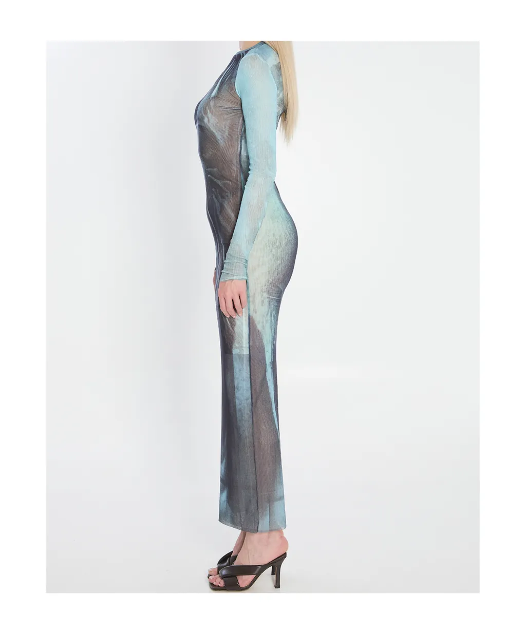 Water-Print Maxi Dress