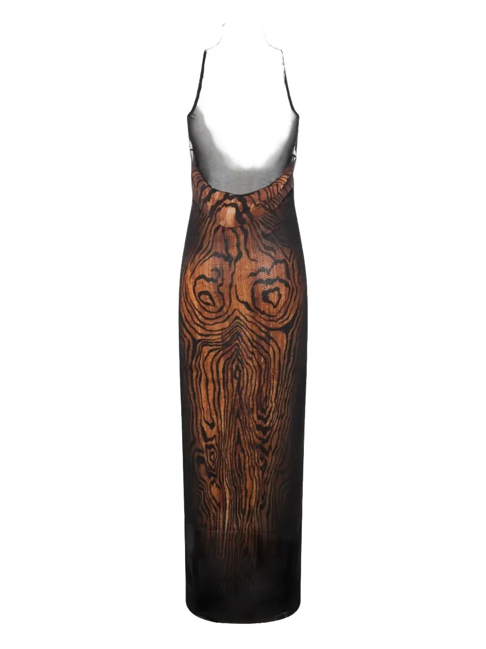 Mesh Long Dress Double Layer Printed