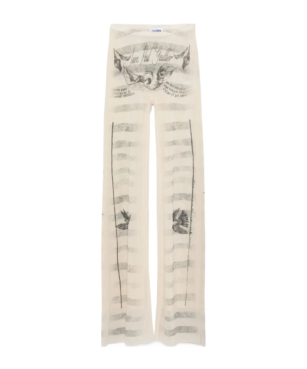 Printed Raw Cut Tulle Pants