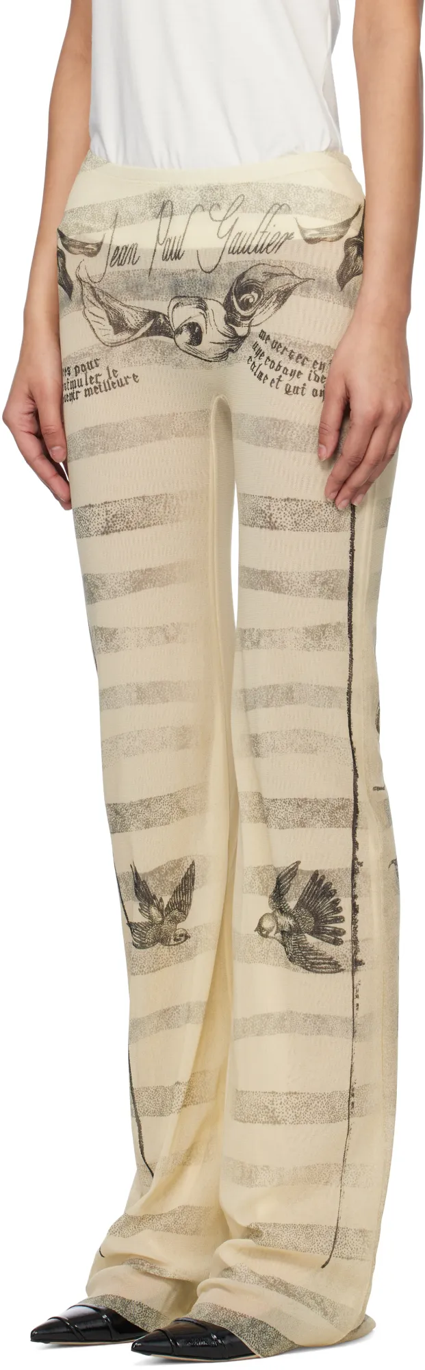 Printed Raw Cut Tulle Pants