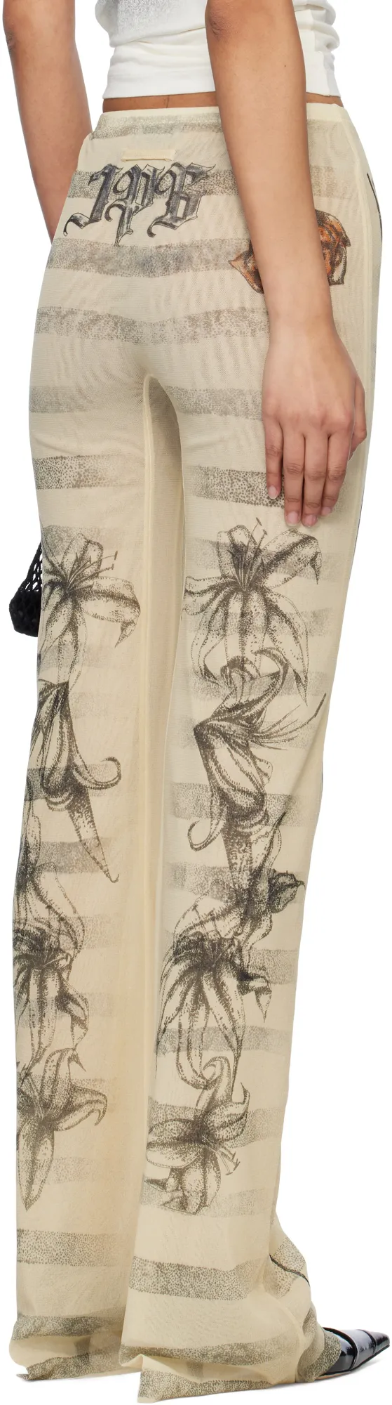Printed Raw Cut Tulle Pants