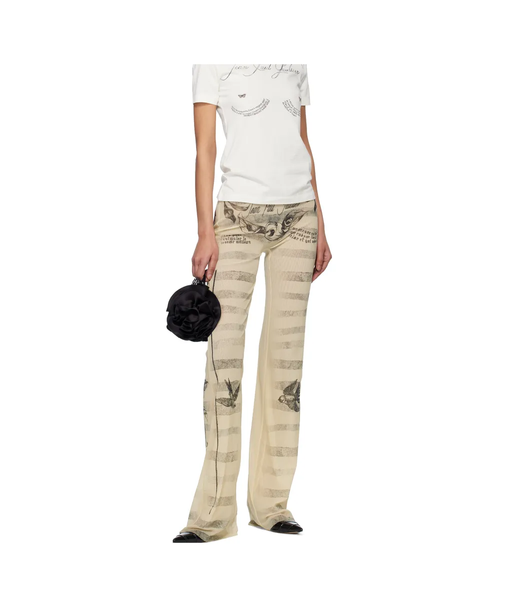 Printed Raw Cut Tulle Pants