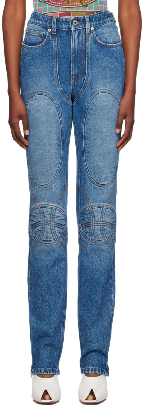 Lace-Up Straight-Leg Jeans
