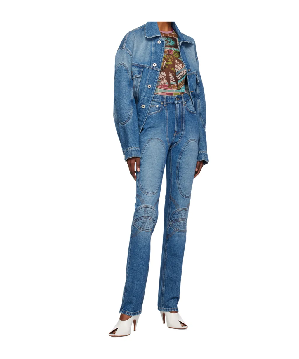Lace-Up Straight-Leg Jeans