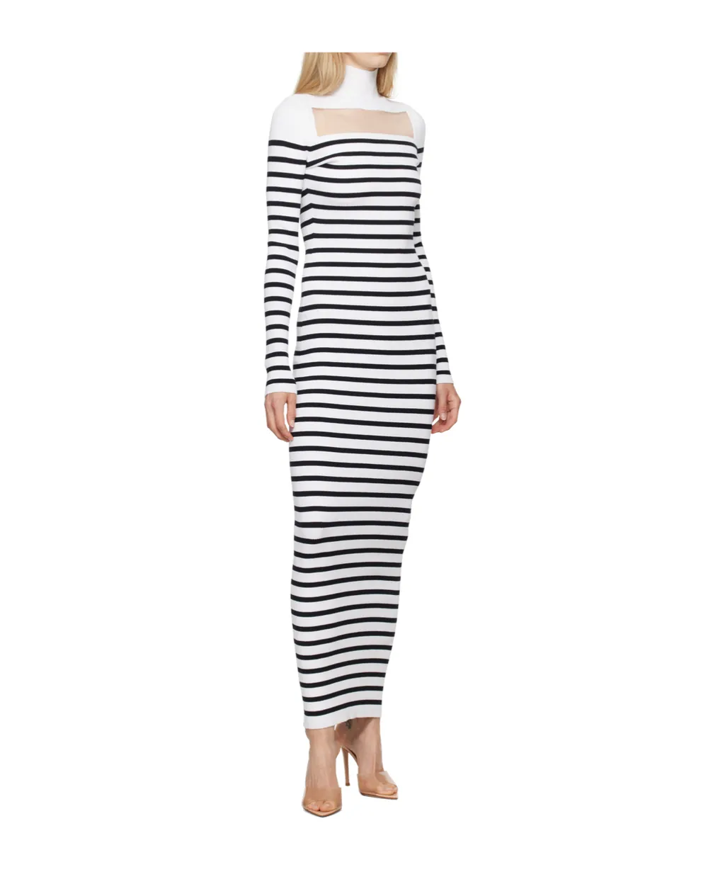 High Neck Striped Dress