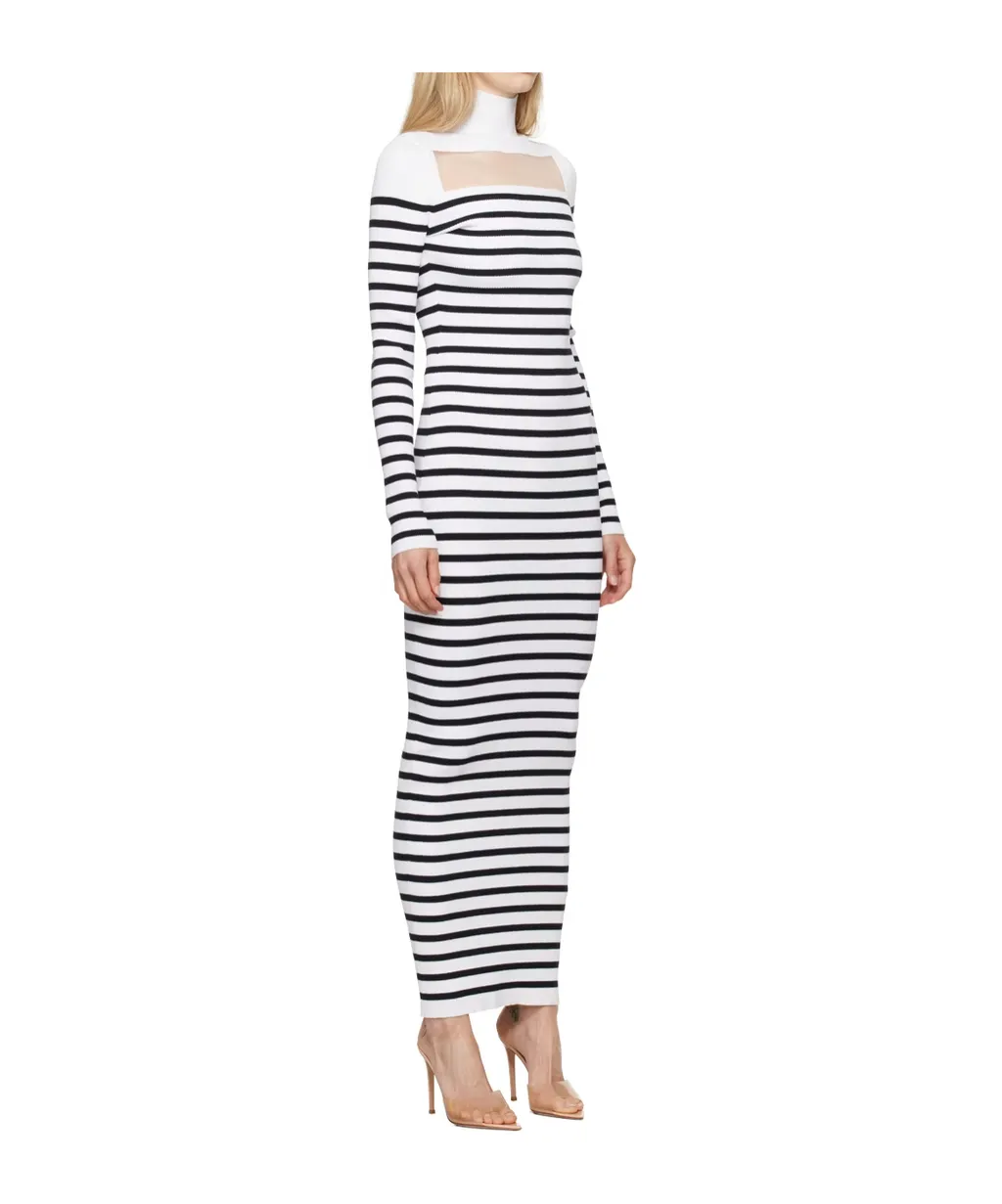 High Neck Striped Dress