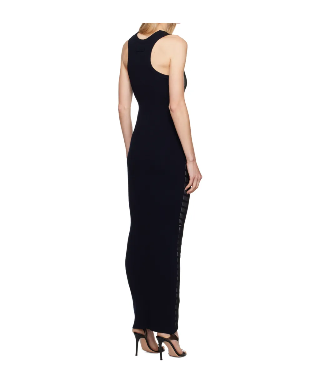 Ribbed Mariniere Mesh Maxi Dress