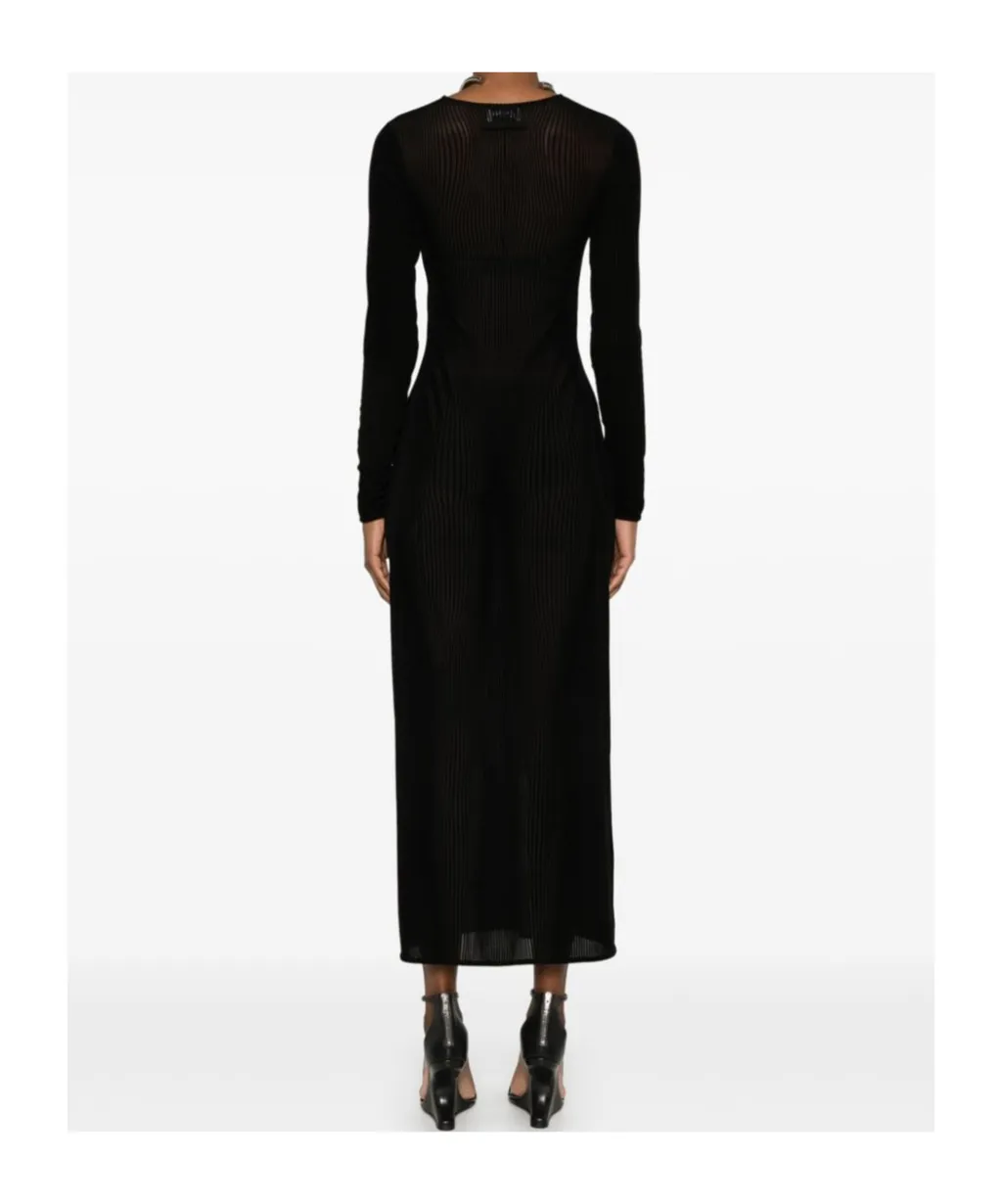 Morphing Pinstripe Mesh Midi Dress