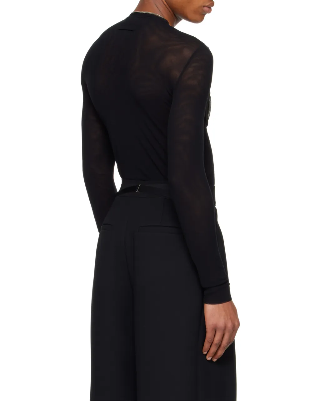 Spiral Detailed Long Sleeved Sheer Top