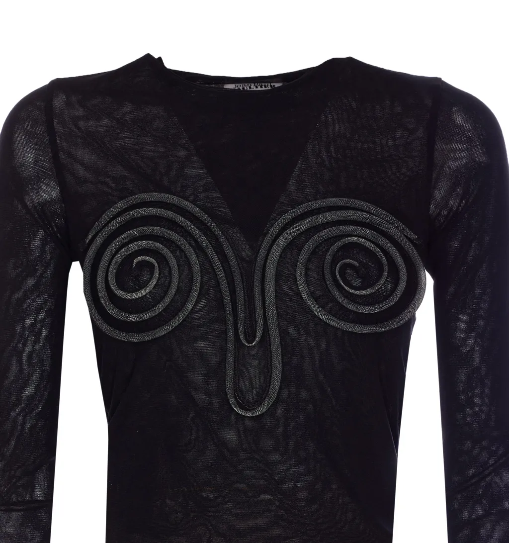 Spiral Detailed Long Sleeved Sheer Top
