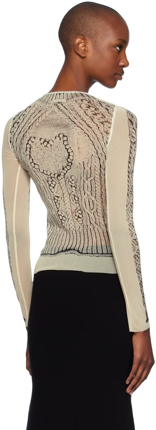 Trompe L'oeil-Print Mesh Top