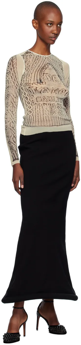 Trompe L'oeil-Print Mesh Top