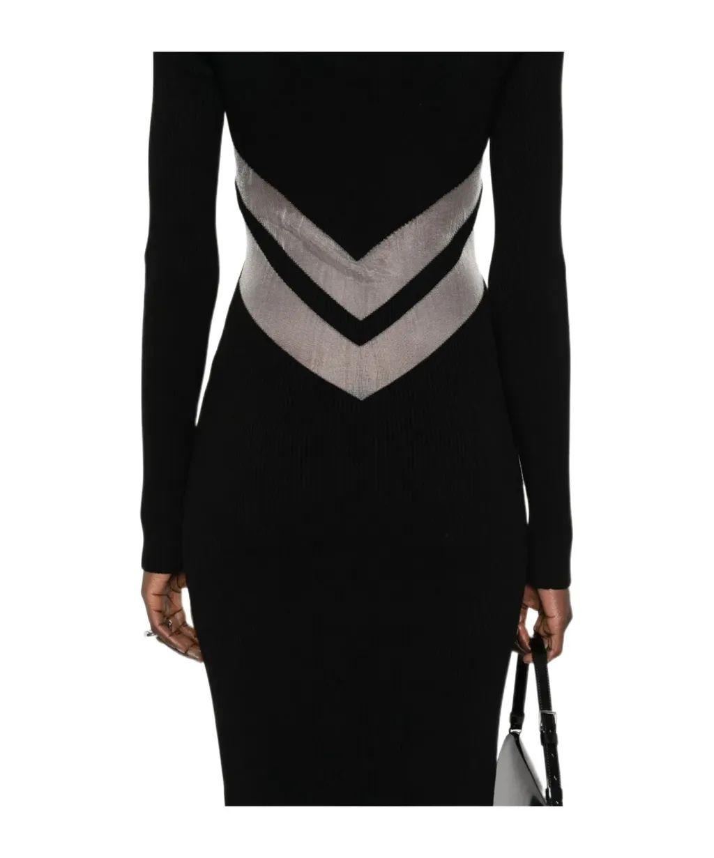 Semi-Sheer Panels Midi Dress