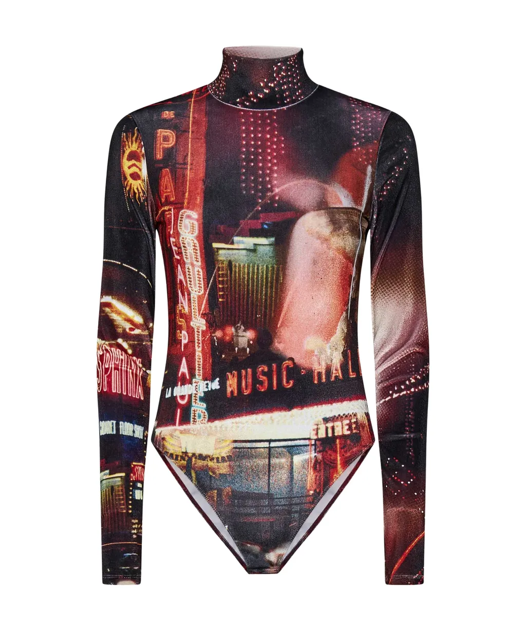Pigalle Printed Velvet Bodysuit