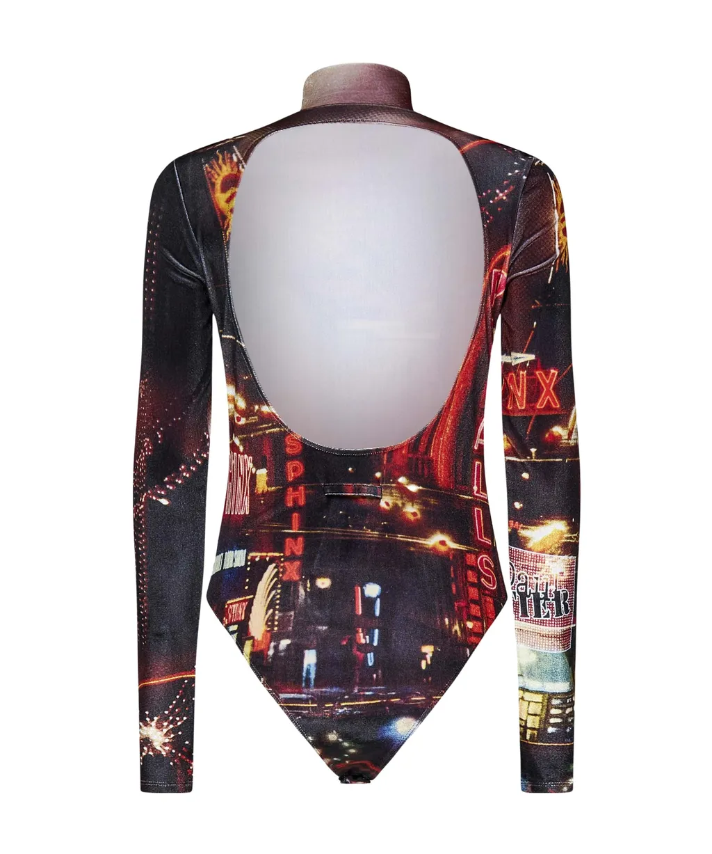 Pigalle Printed Velvet Bodysuit