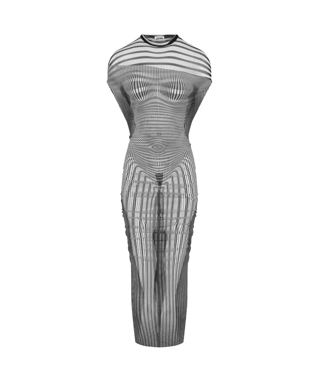 Double-Layered Striped Long Dress
