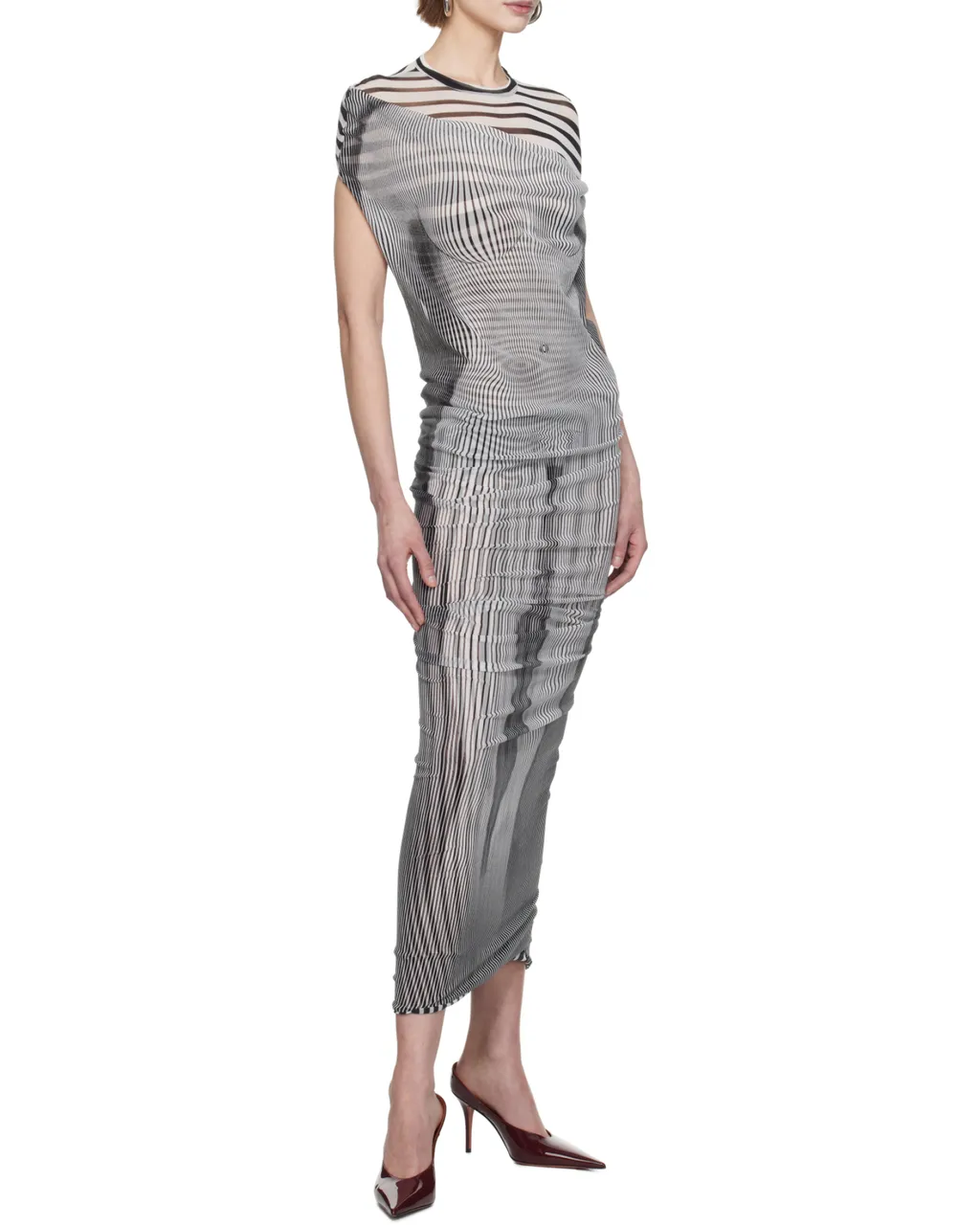 Double-Layered Striped Long Dress