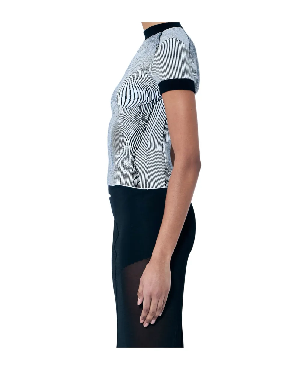 The Morphing Pinstripes Jacquard T-Shirt
