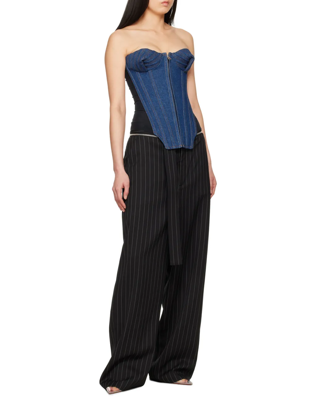 Zip-Up Denim Corset