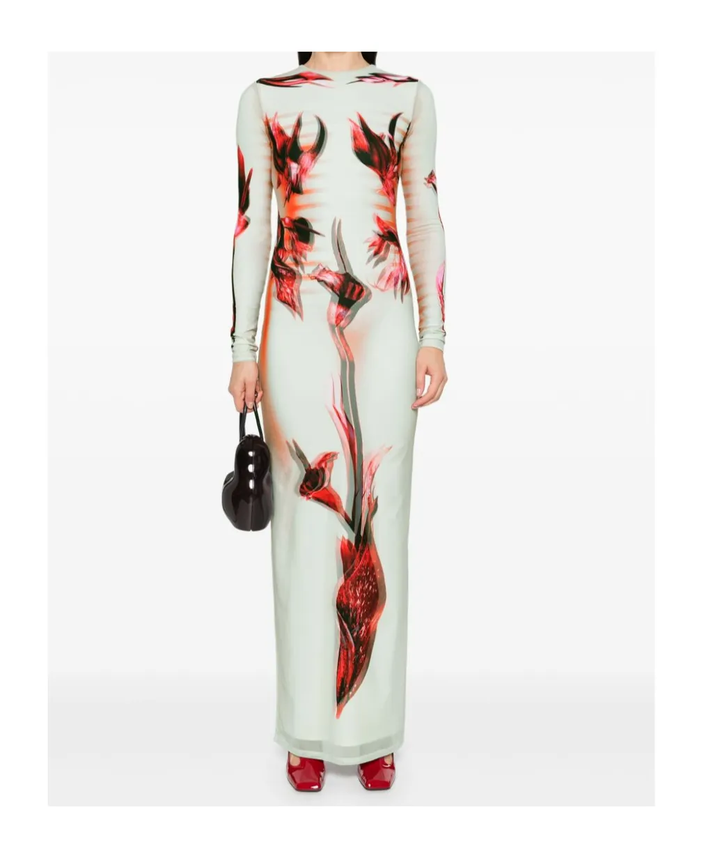 Double-Layered Printed Maxi Dress