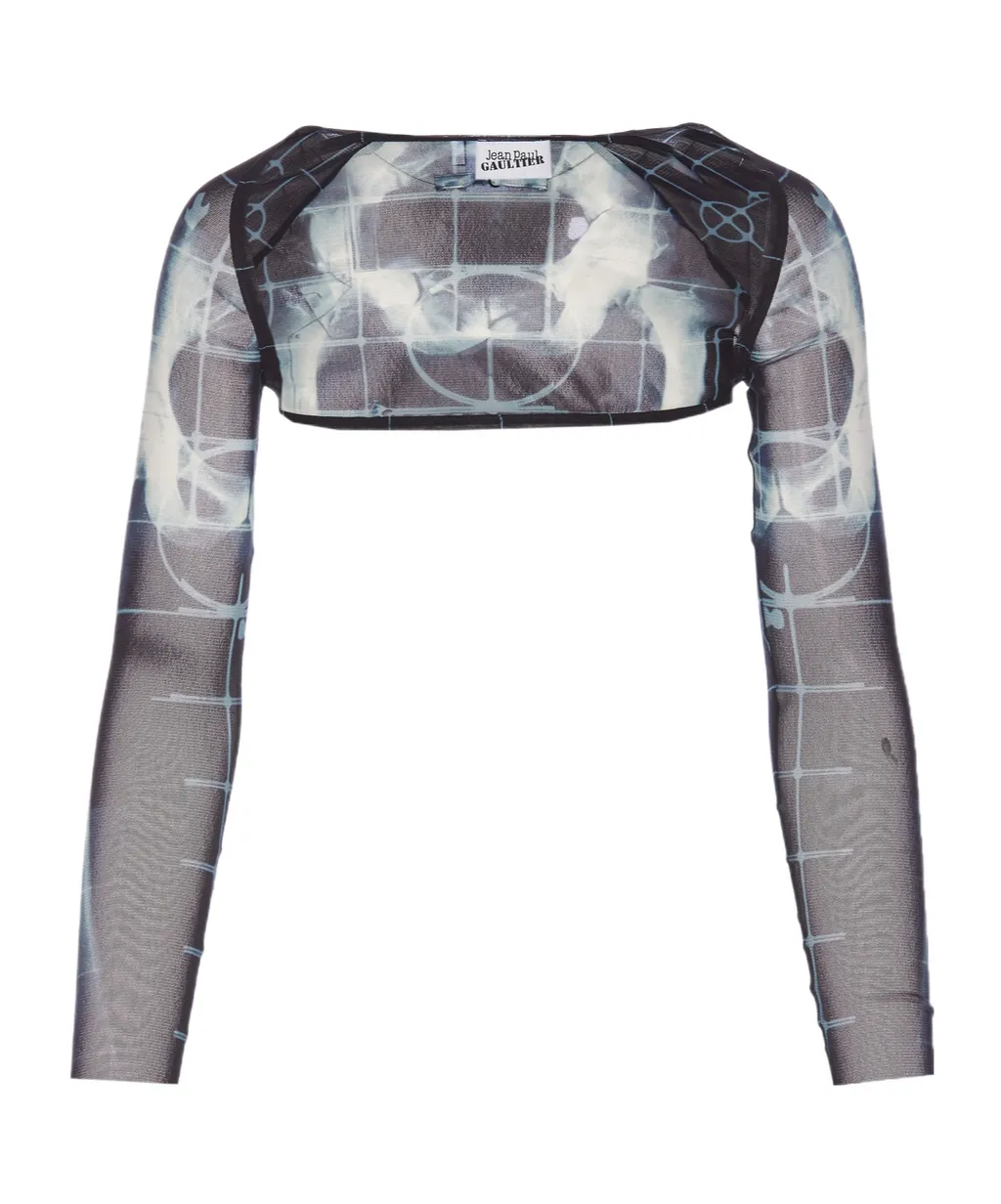 Graphic Printed Semi-Sheer Top