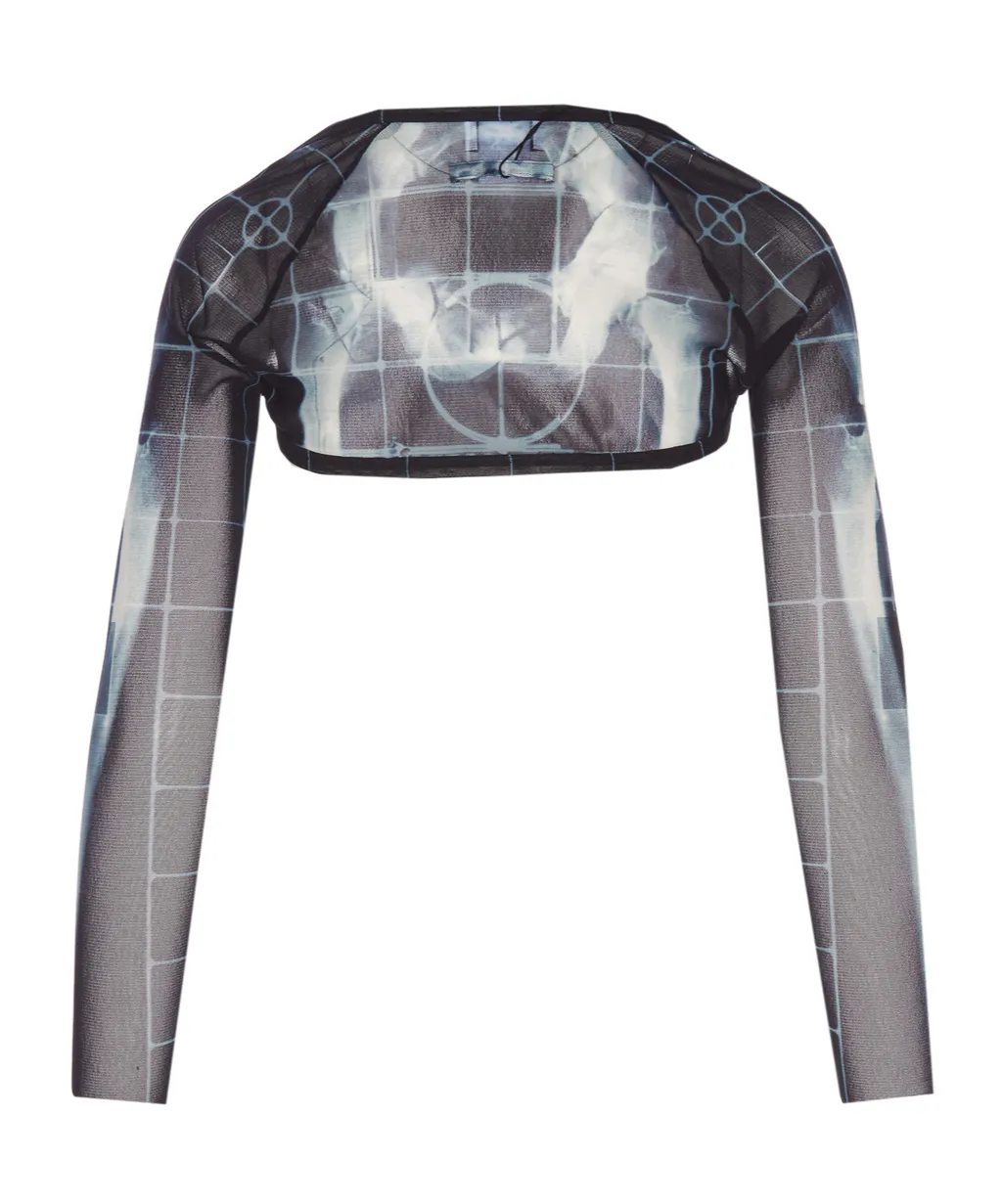 Graphic Printed Semi-Sheer Top