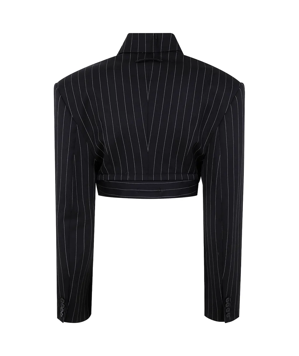 Pinstriped Cropped Blazer