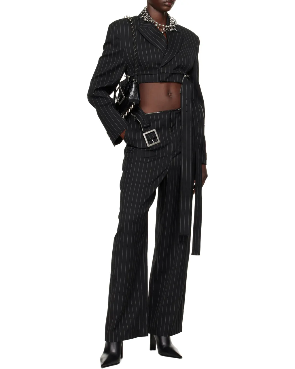 Pinstriped Cropped Blazer