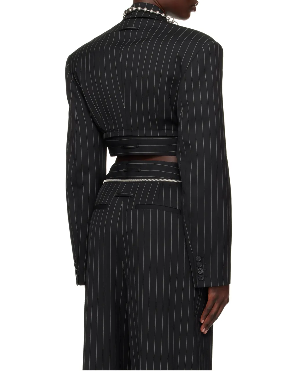Pinstriped Cropped Blazer