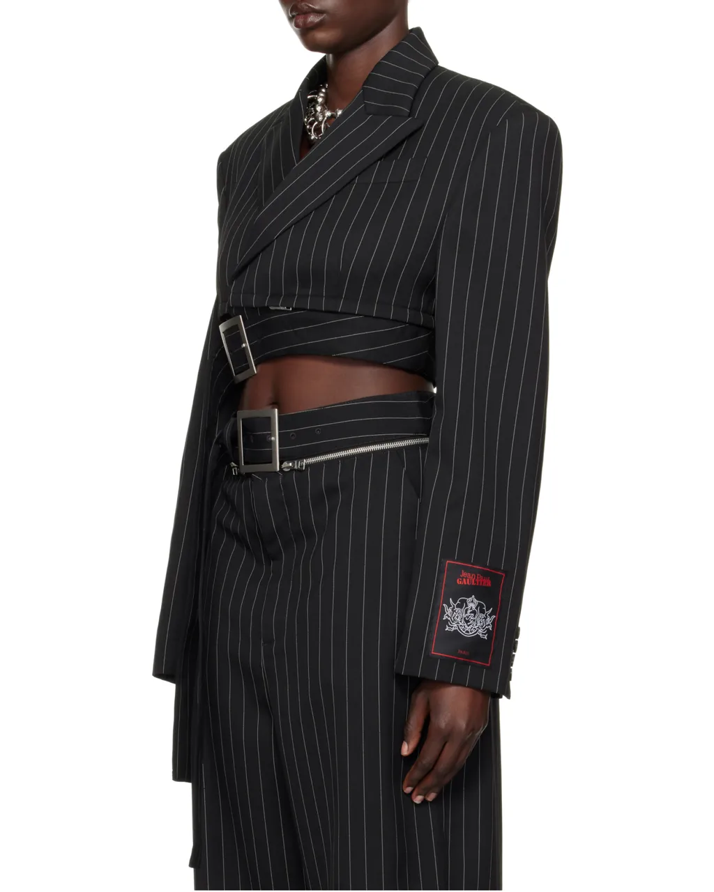 Pinstriped Cropped Blazer