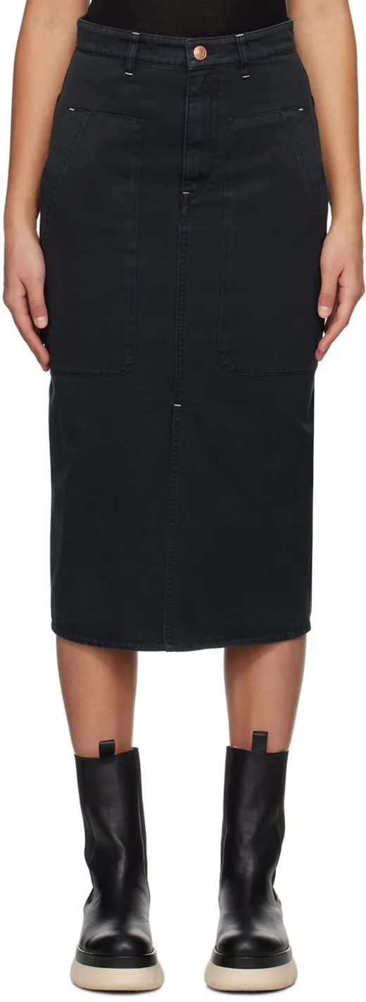 Pencil Twill Midi Skirt
