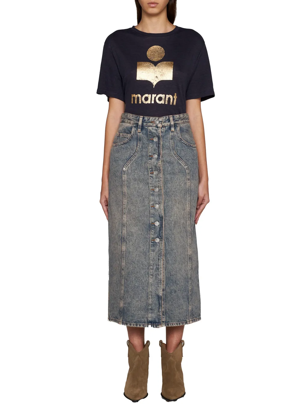 Buttoned Midi Skirt