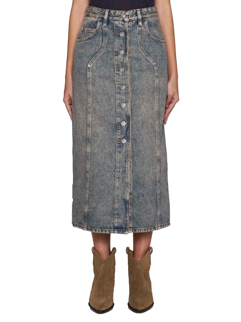 Buttoned Midi Skirt