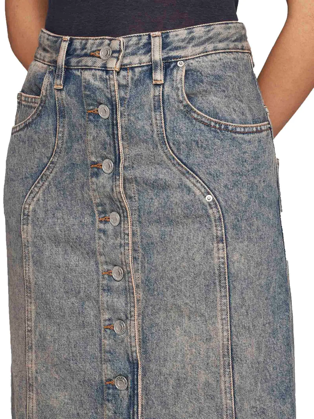 Buttoned Midi Skirt
