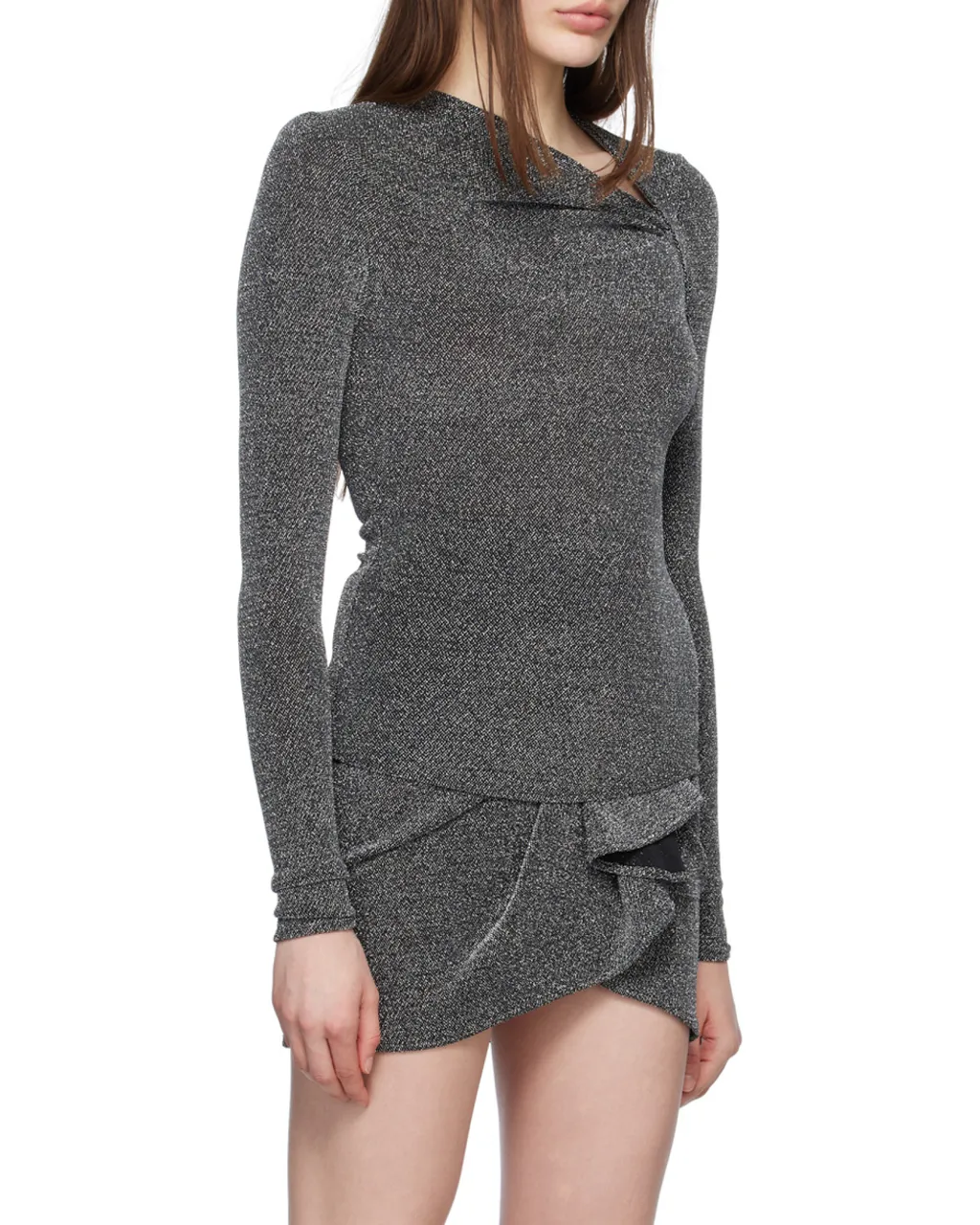 Shimmer Asymmetric-Neck Top
