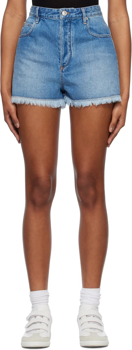 High-Waisted Frayed Denim Shorts