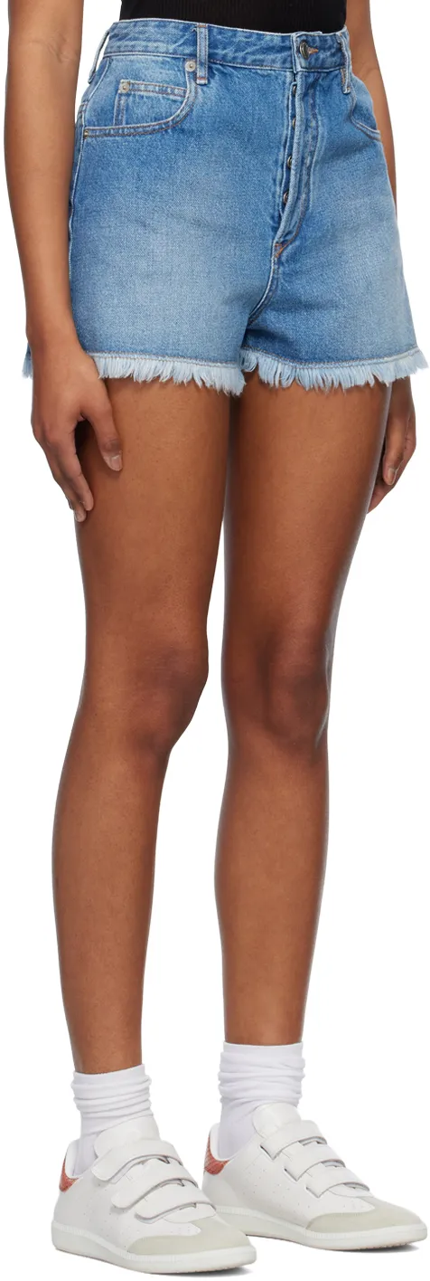 High-Waisted Frayed Denim Shorts