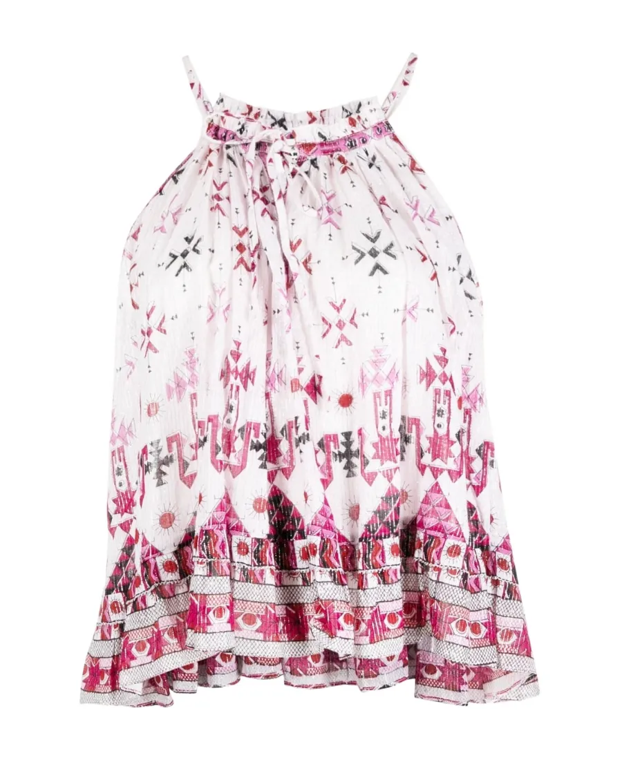 Graphic-Print Cropped Blouse