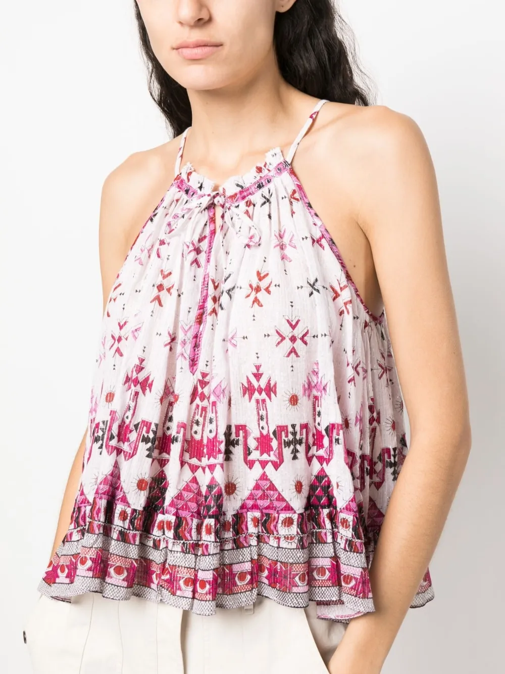 Graphic-Print Cropped Blouse